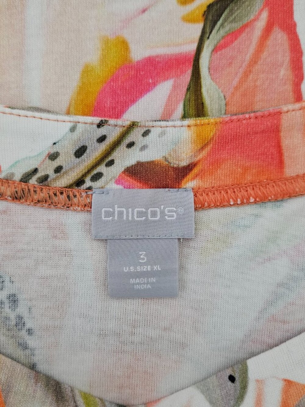 Chico's Boatneck Short Sleeve Floral Top | Chico's Size 3, US Size XL - Picture 8 of 11